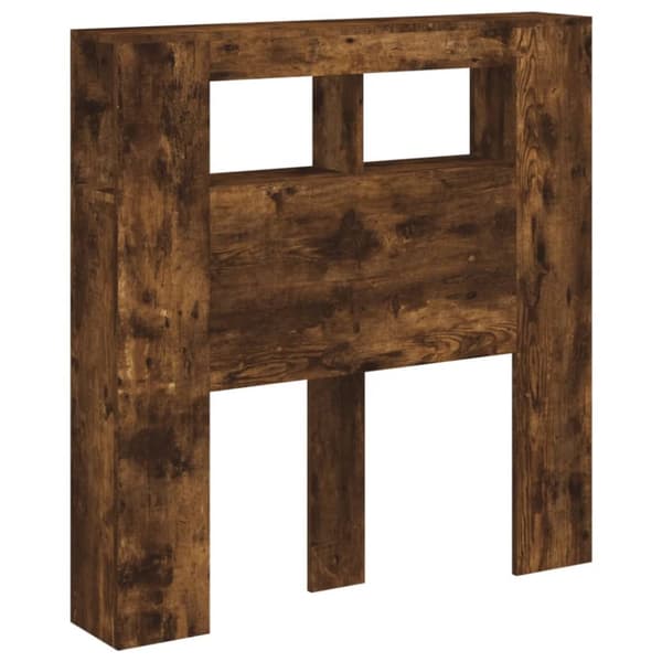 The Living Store Sängynpääty LED-valoilla savutammi 100x18,5x103,5 cm puu -  Sängynpäädyt
