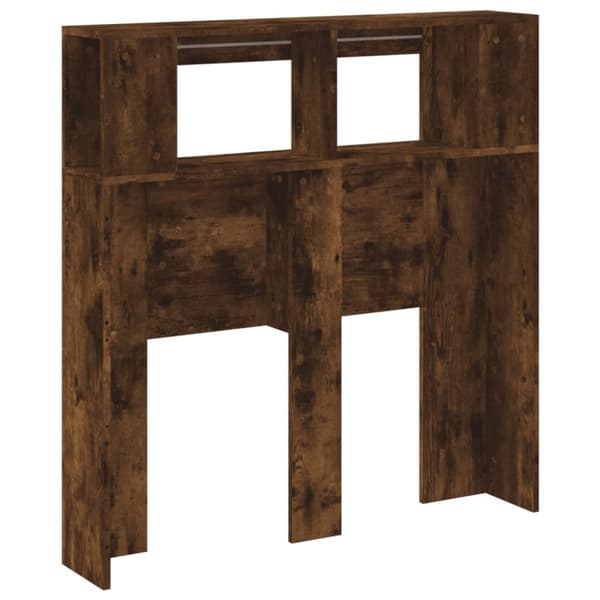 The Living Store Sängynpääty LED-valoilla savutammi 100x18,5x103,5 cm puu - Sängynpäädyt