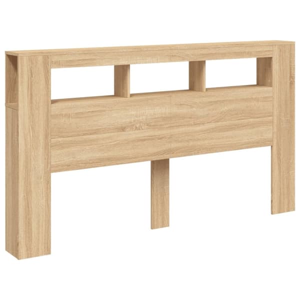 The Living Store sengegavl 180x18,5x103,5 cm LED-lys konstrueret træ sonoma-eg -  Hovedgærder og fodgærder