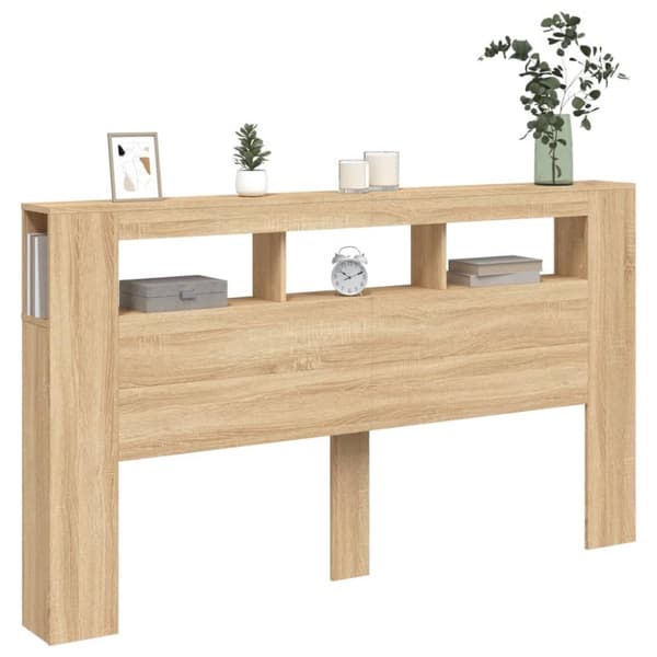 The Living Store sengegavl 180x18,5x103,5 cm LED-lys konstrueret træ sonoma-eg -  Hovedgærder og fodgærder