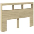 Pikkukuva 4 / 11: The Living Store Sängynpäätykaappi LED-valoilla Sonoma-tammi 140x17x102 cm -  Sängynpäädyt