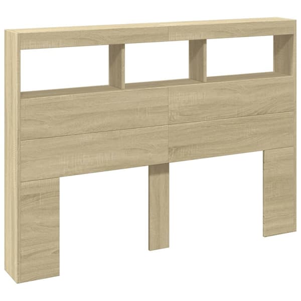 The Living Store Sängynpäätykaappi LED-valoilla Sonoma-tammi 140x17x102 cm -  Sängynpäädyt