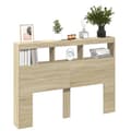 Pikkukuva 6 / 11: The Living Store Sängynpäätykaappi LED-valoilla Sonoma-tammi 140x17x102 cm -  Sängynpäädyt