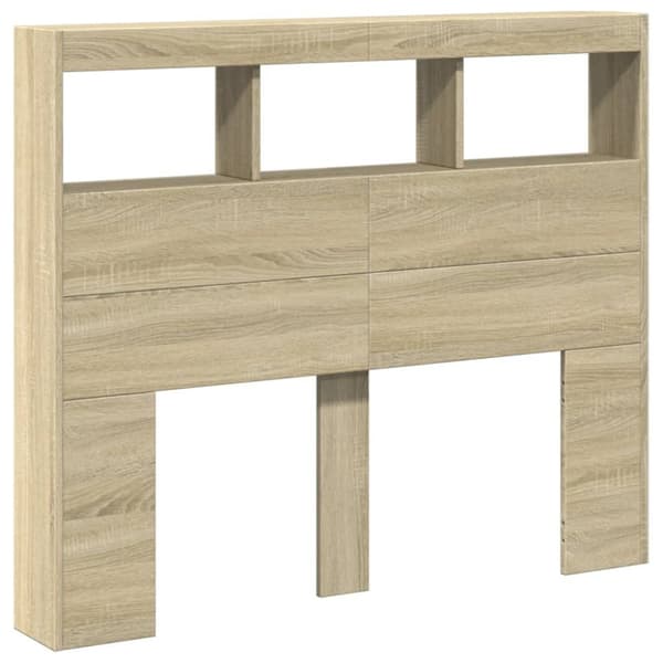 The Living Store Sängynpäätykaappi LED-valoilla Sonoma-tammi 120x17x102 cm - Sängynpäädyt