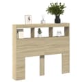 Pikkukuva 6 / 11: The Living Store Sängynpäätykaappi LED-valoilla Sonoma-tammi 120x17x102 cm -  Sängynpäädyt