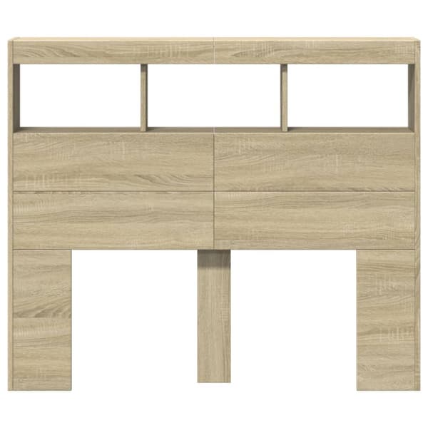 The Living Store Sängynpäätykaappi LED-valoilla Sonoma-tammi 120x17x102 cm - Sängynpäädyt