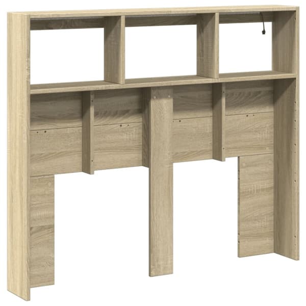 The Living Store Sängynpäätykaappi LED-valoilla Sonoma-tammi 120x17x102 cm - Sängynpäädyt