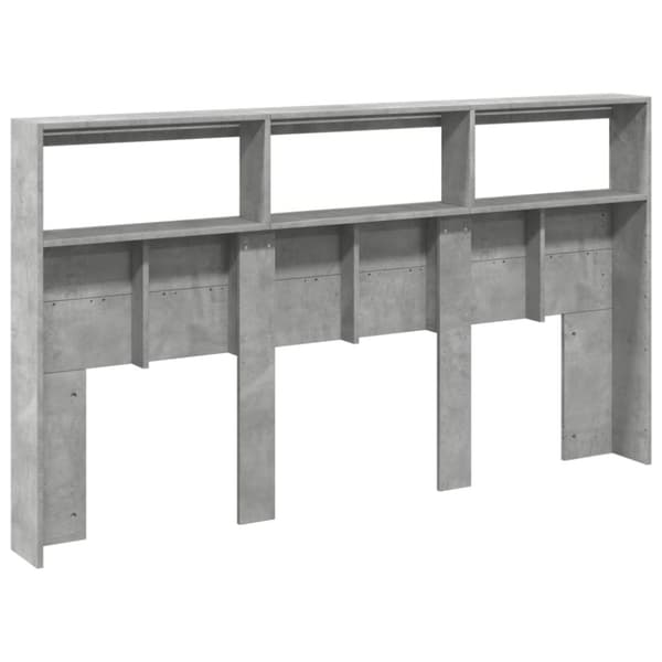 The Living Store Sängynpäätykaappi LED-valoilla betoninharmaa 180x17x102 cm - Sängynpäädyt