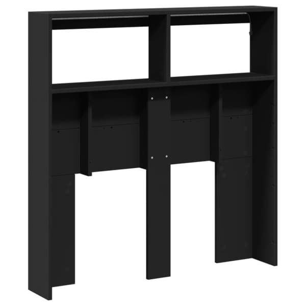 The Living Store sengegavl med opbevaring og LED-lys 100x17x102 cm sort - Hovedgærder og fodgærder