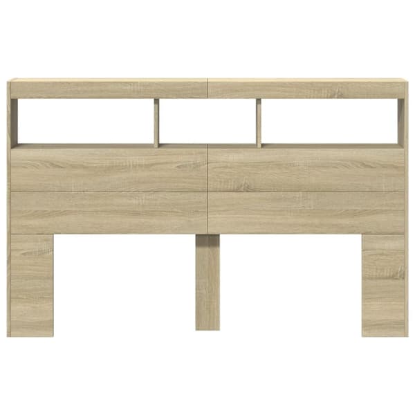 The Living Store Sängynpäätykaappi LED-valoilla Sonoma-tammi 160x17x102 cm -  Sängynpäädyt