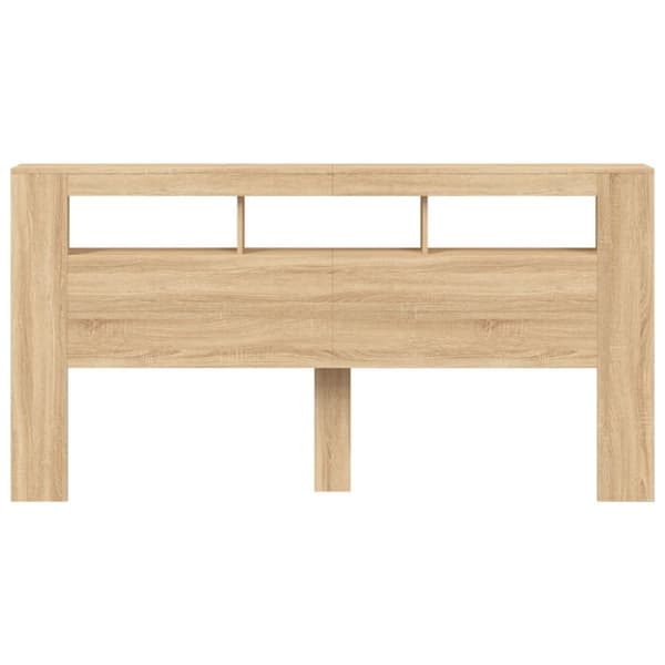 The Living Store Sängynpääty LED-valoilla Sonoma-tammi 200x18,5x103,5 cm puu - Sängynpäädyt