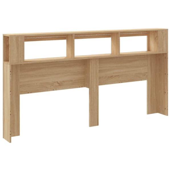 The Living Store Sängynpääty LED-valoilla Sonoma-tammi 200x18,5x103,5 cm puu -  Sängynpäädyt