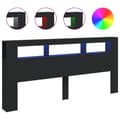 Pikkukuva 3 / 11: The Living Store Sängynpääty LED-valoilla musta 220x18,5x103,5 cm tekninen puu -  Sängynpäädyt