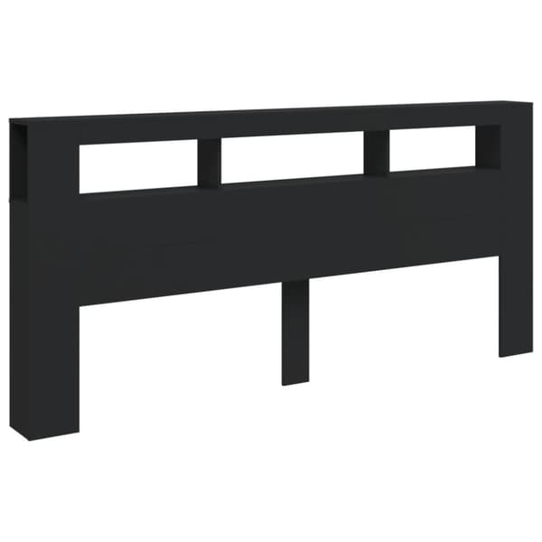 The Living Store Sängynpääty LED-valoilla musta 220x18,5x103,5 cm tekninen puu -  Sängynpäädyt
