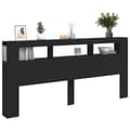 Pikkukuva 6 / 11: The Living Store Sängynpääty LED-valoilla musta 220x18,5x103,5 cm tekninen puu -  Sängynpäädyt