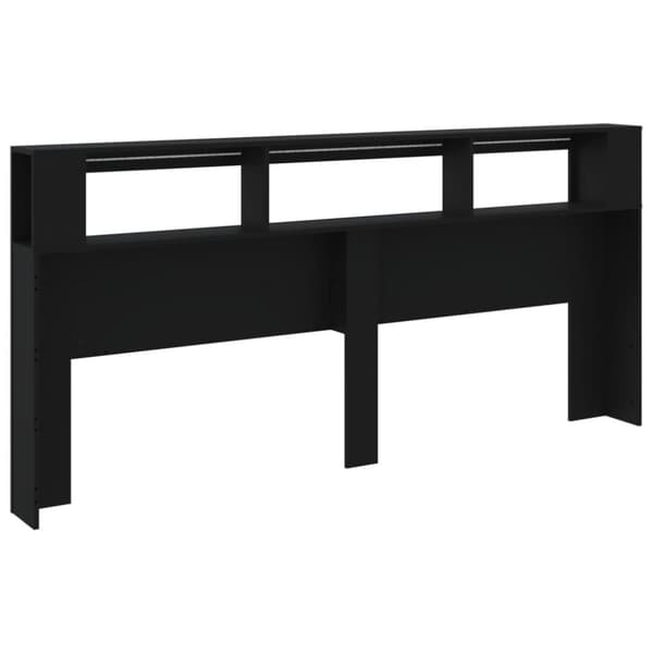 The Living Store Sängynpääty LED-valoilla musta 220x18,5x103,5 cm tekninen puu - Sängynpäädyt
