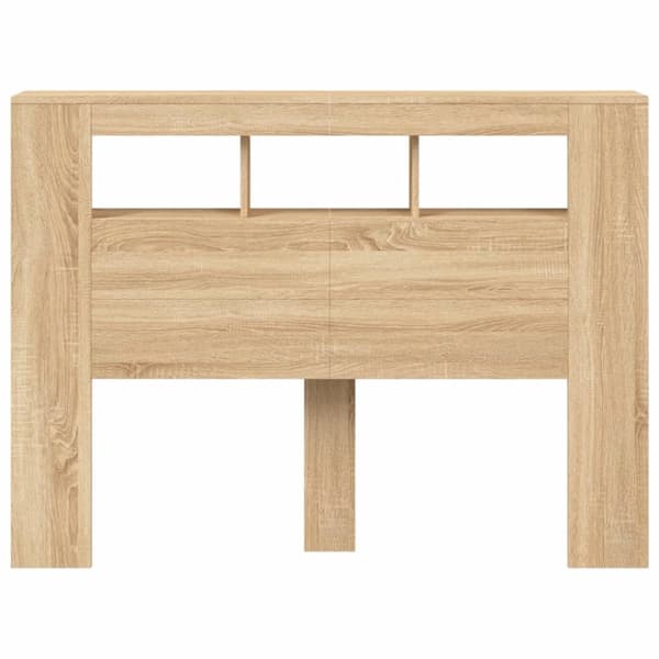 The Living Store Sängynpääty LED-valoilla Sonoma-tammi 140x18,5x103,5 cm puu - Sängynpäädyt