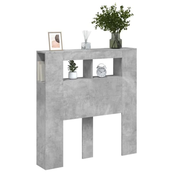 The Living Store Sängynpääty LED-valoilla harmaa 100x18,5x103,5 cm tekninen puu -  Sängynpäädyt