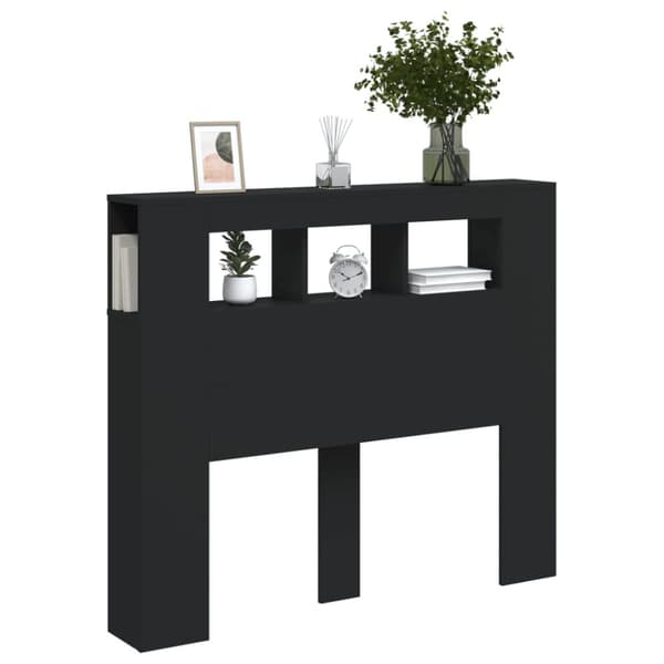 The Living Store sengegavl med LED-lys 120x18,5x103,5 cm konstrueret træ sort -  Hovedgærder og fodgærder