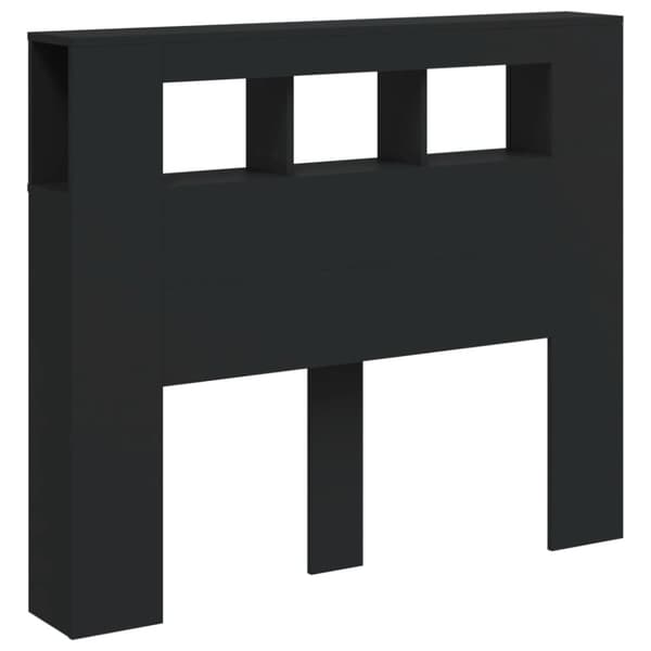 The Living Store sengegavl med LED-lys 120x18,5x103,5 cm konstrueret træ sort -  Hovedgærder og fodgærder