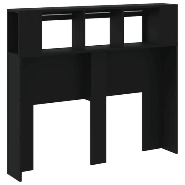 The Living Store sengegavl med LED-lys 120x18,5x103,5 cm konstrueret træ sort -  Hovedgærder og fodgærder
