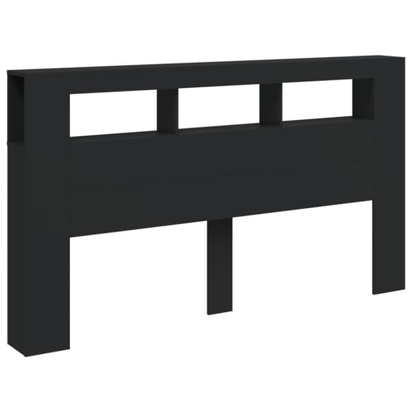 The Living Store Sängynpääty LED-valoilla musta 180x18,5x103,5 cm tekninen puu -  Sängynpäädyt