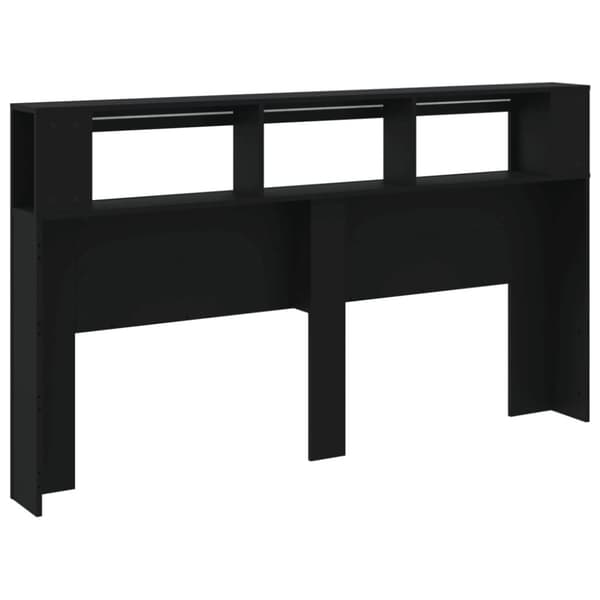 The Living Store Sängynpääty LED-valoilla musta 180x18,5x103,5 cm tekninen puu -  Sängynpäädyt