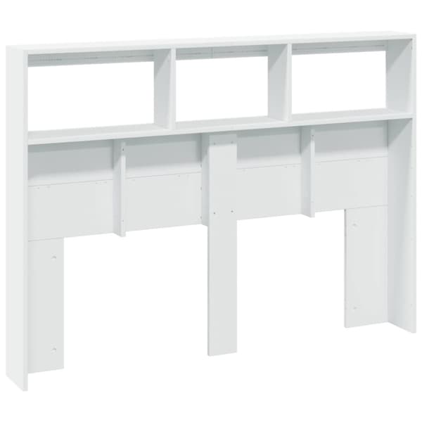 The Living Store Sängynpäätykaappi LED-valoilla valkoinen 140x17x102 cm - Sängynpäädyt
