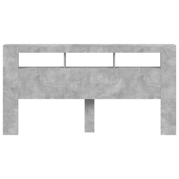 The Living Store Sängynpääty LED-valoilla betoninharmaa 200x18,5x103,5 cm puu -  Sängynpäädyt