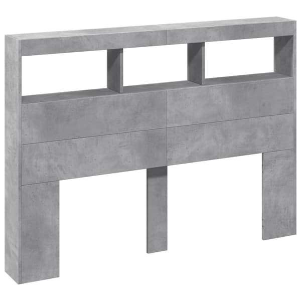 The Living Store Sängynpäätykaappi LED-valoilla betoninharmaa 140x17x102 cm - Sängynpäädyt