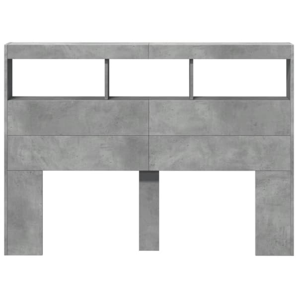 The Living Store Sängynpäätykaappi LED-valoilla betoninharmaa 140x17x102 cm -  Sängynpäädyt