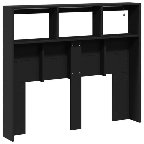 The Living Store Sängynpäätykaappi LED-valoilla musta 120x17x102 cm - Sängynpäädyt