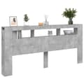 Miniatyrbild 6 av 11: The Living Store Sänggavel LED betonggrå 220x18,5x103,5 cm konstruerat trä -  Sänggavlar