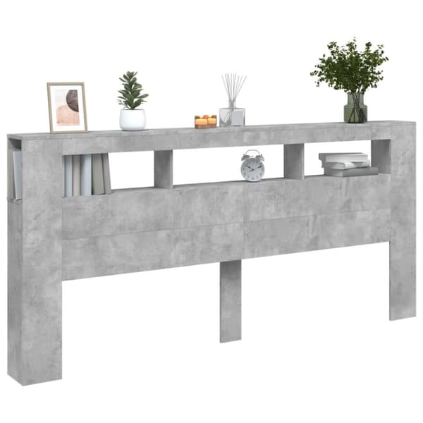 The Living Store Sänggavel LED betonggrå 220x18,5x103,5 cm konstruerat trä -  Sänggavlar