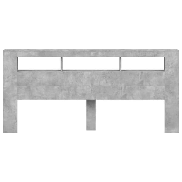 The Living Store Sänggavel LED betonggrå 220x18,5x103,5 cm konstruerat trä -  Sänggavlar