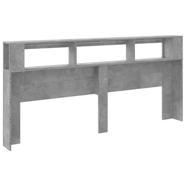 The Living Store Sänggavel LED betonggrå 220x18,5x103,5 cm konstruerat trä -  Sänggavlar