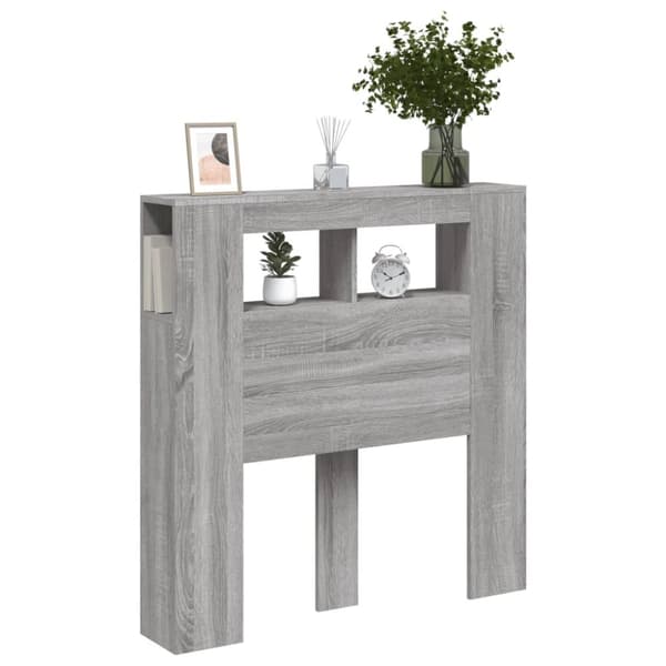 The Living Store Sängynpääty LED-valoilla harmaa Sonoma 100x18,5x103,5 cm puu - Sängynpäädyt