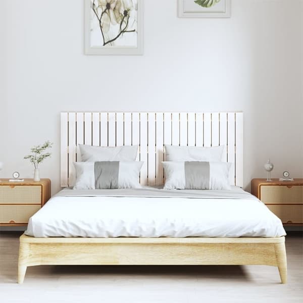 Sängynpäädyt - Living Sängynpääty seinälle valkoinen 147x3x60 cm täysi mänty