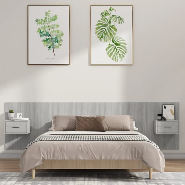 Sängynpäädyt - Living Sängynpääty säilytystilalla harmaa Sonoma tekninen puu