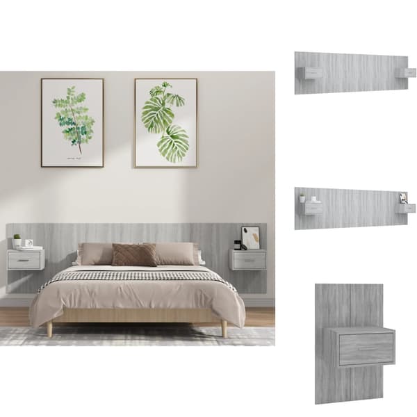 Sängynpäädyt - Living Sängynpääty säilytystilalla harmaa Sonoma tekninen puu