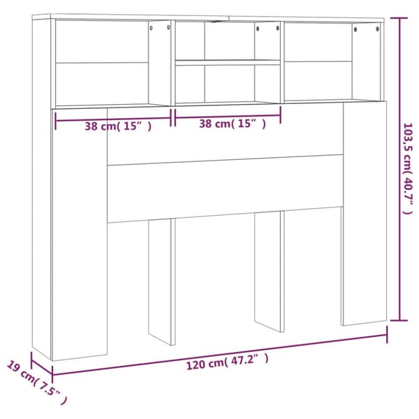 Hovedgærder og fodgærder - Living sengegavl med opbevaring 120x19x103,5 cm røget egetræsfinish
