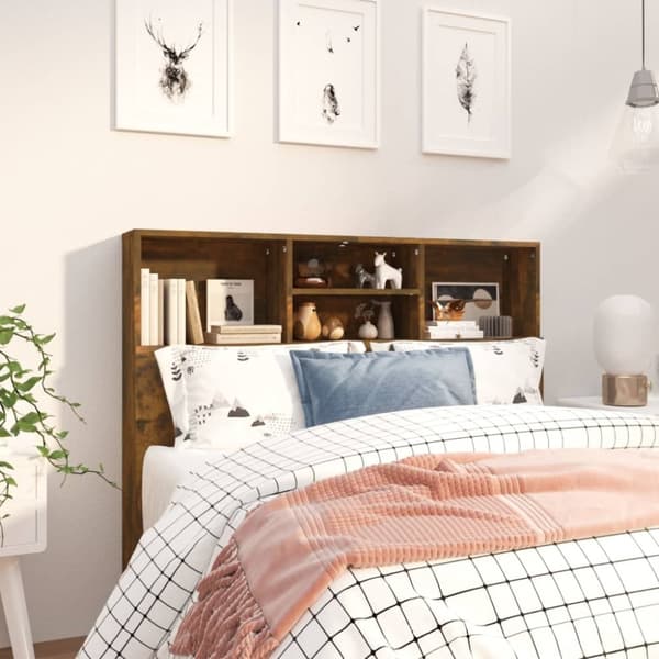 Hovedgærder og fodgærder - Living sengegavl med opbevaring 120x19x103,5 cm røget egetræsfinish