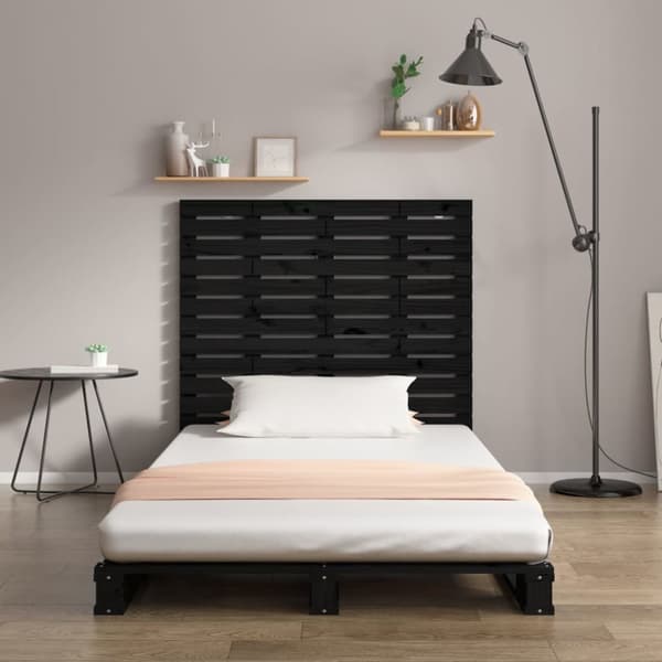 Hovedgærder og fodgærder - Living sengegavl 146x3x91,5 cm massivt fyrretræ sort