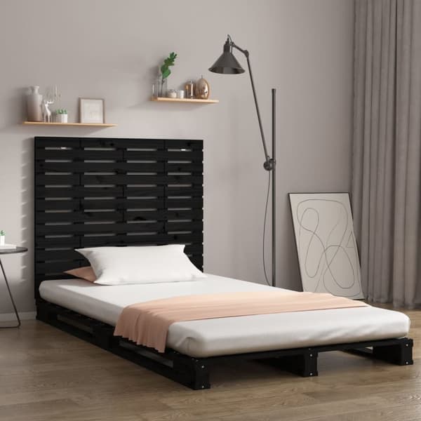 Hovedgærder og fodgærder - Living sengegavl 146x3x91,5 cm massivt fyrretræ sort