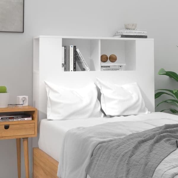 Hovedgærder og fodgærder - Living sengegavl med opbevaring 100x18,5x104,5 cm hvid højglans