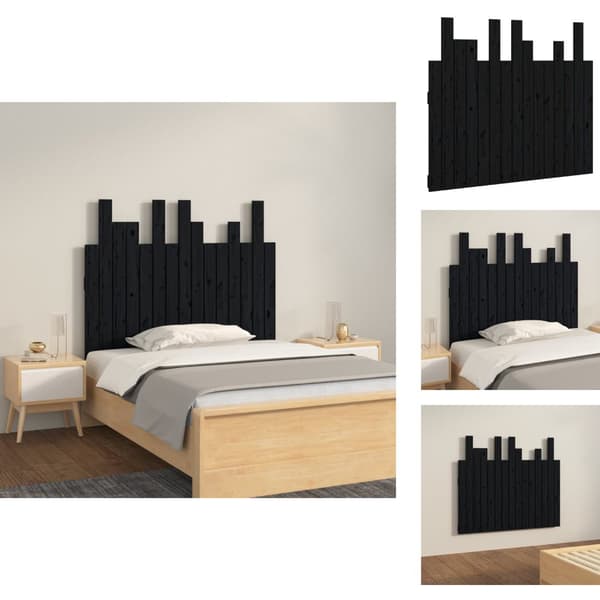 Sänggavlar - Living Väggmonterad huvudgavel svart 95,5x3x80§ cm massiv furu