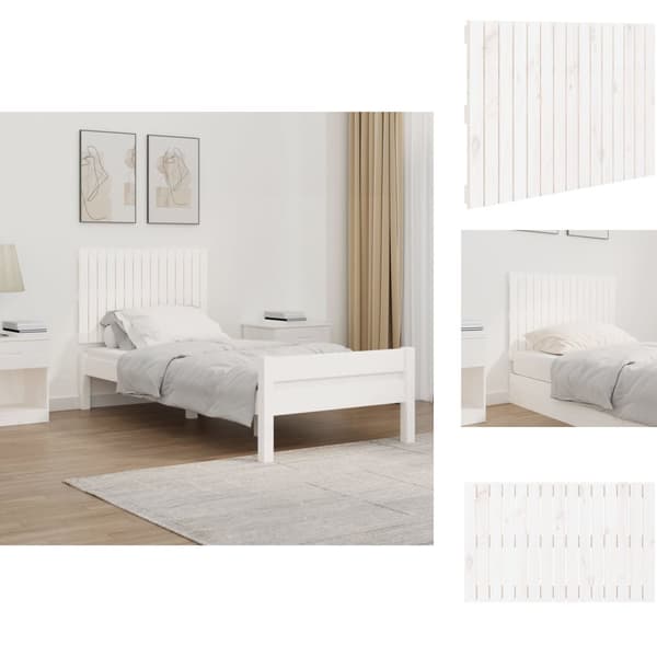Sängynpäädyt - Living Sängynpääty seinälle valkoinen 95,5x3x60 cm täysi mänty