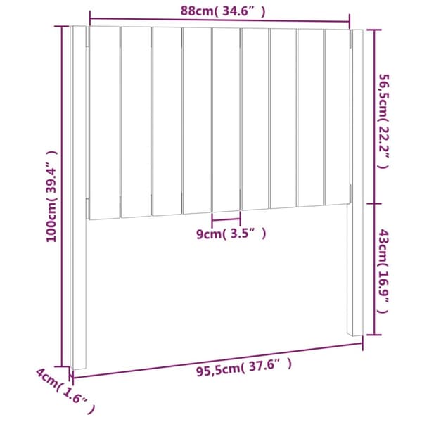 Hovedgærder og fodgærder - Living sengegærde 95,5x4x100 cm massivt fyrretræ sort
