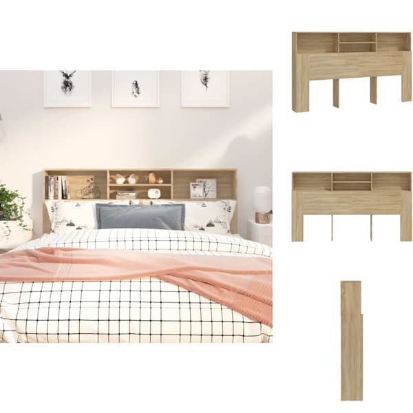 Sängynpäädyt - Living Sängynpääty säilytystilalla Sonoma-tammi 180x19x103,5 cm