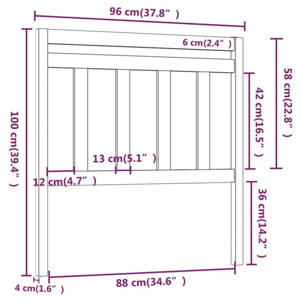 Hovedgærder og fodgærder - Living sengegærde 96x4x100 cm massivt fyrretræ hvid